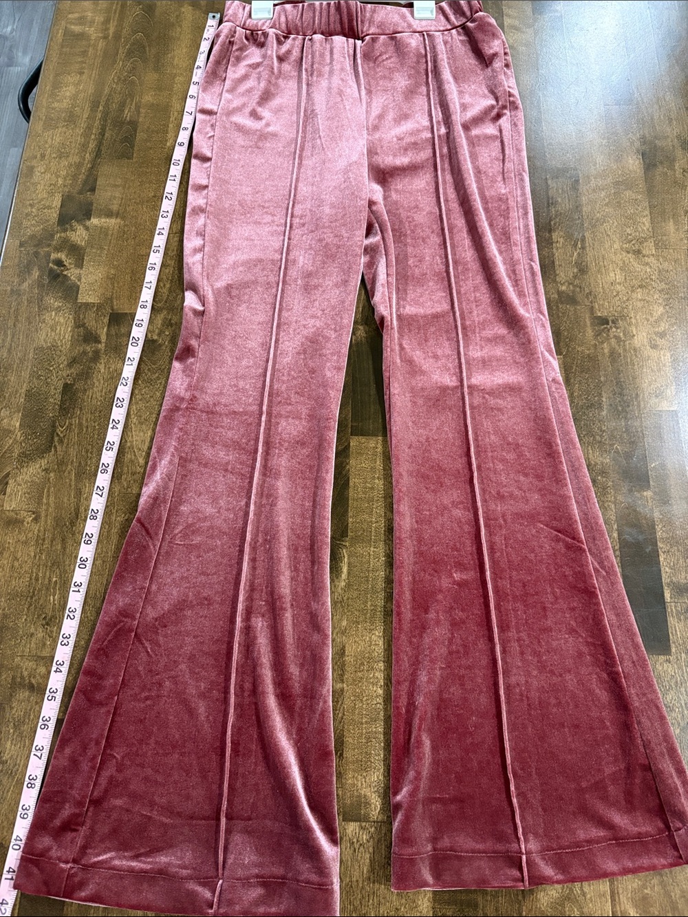 Wide Leg Velvet Pants in Dusty Rose